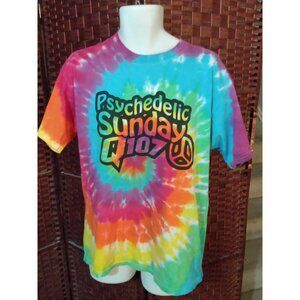 Vintage Q107 Toronto Radio Station T Shirt Psychedelic Sunday Tie Dye 90s Y2K LG